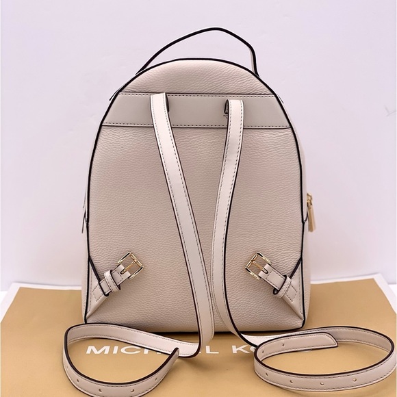 Michael Kors Valerie Medium Light Cream Pebbled Leather Backpack - Picture 3 of 12